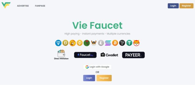 Viefaucet for digital currencies